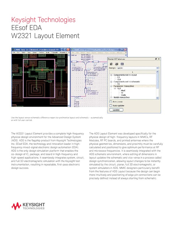 EEsof EDA W2321 Layout Element PDF Asset Page Keysight